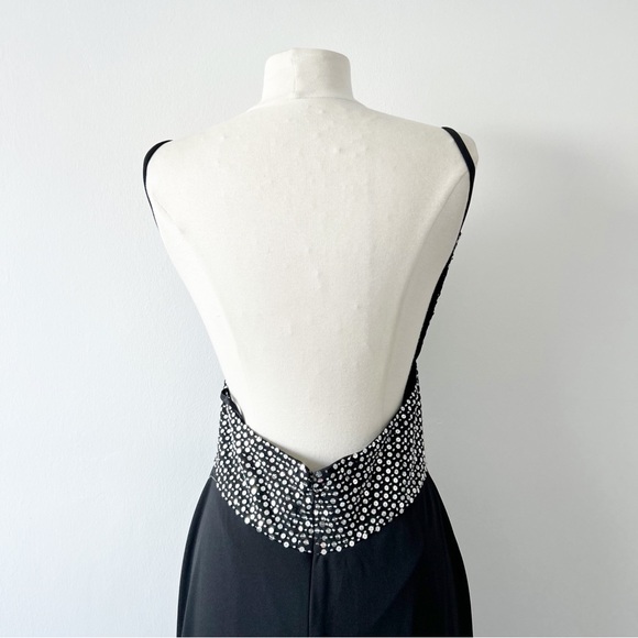 Vintage NEW Deadstock Cache Sequin Beaded Low Back Black Gown Dress Size 4 - Picture 6 of 12